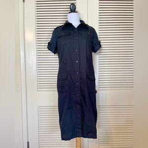 True Envy Military Cargo Cotton Shirt Dress